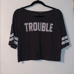 Grey “trouble” Charolette Russe Crop Top